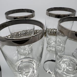 Vintage Silver Rim Tumblers | Whiskey Glasses | Water or Juice Glasses | Dorothy Thorpe Style  (Set of 4)