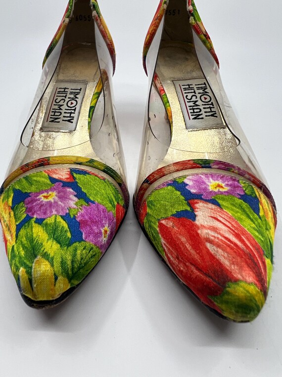 Vintage Timothy Hitsman Floral Print Clear Pumps … - image 2