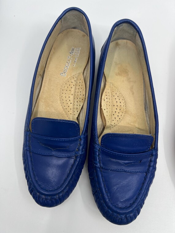 Women's Size 5 Vintage Leather Loafers: Blue and … - image 8