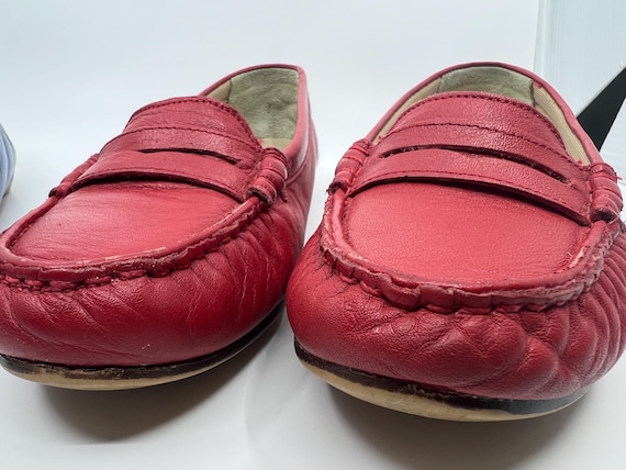 Women's Size 5 Vintage Leather Loafers: Blue and … - image 3