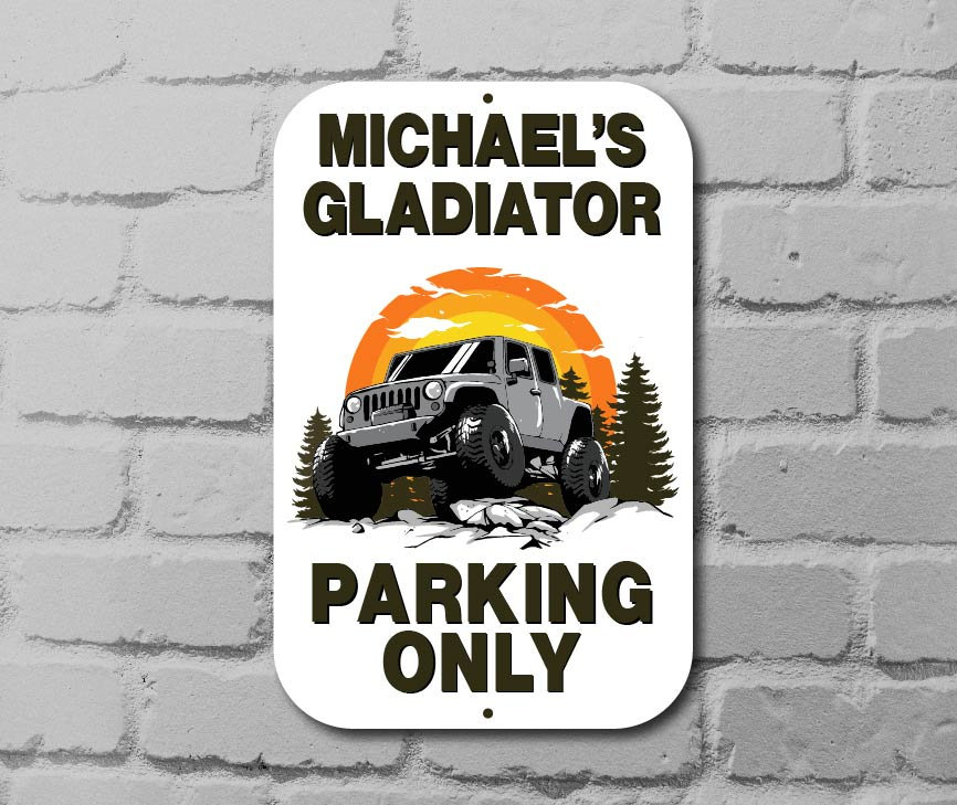 Customized Your Name Gladiator Parking Only Aluminium Metal Sign Free ...