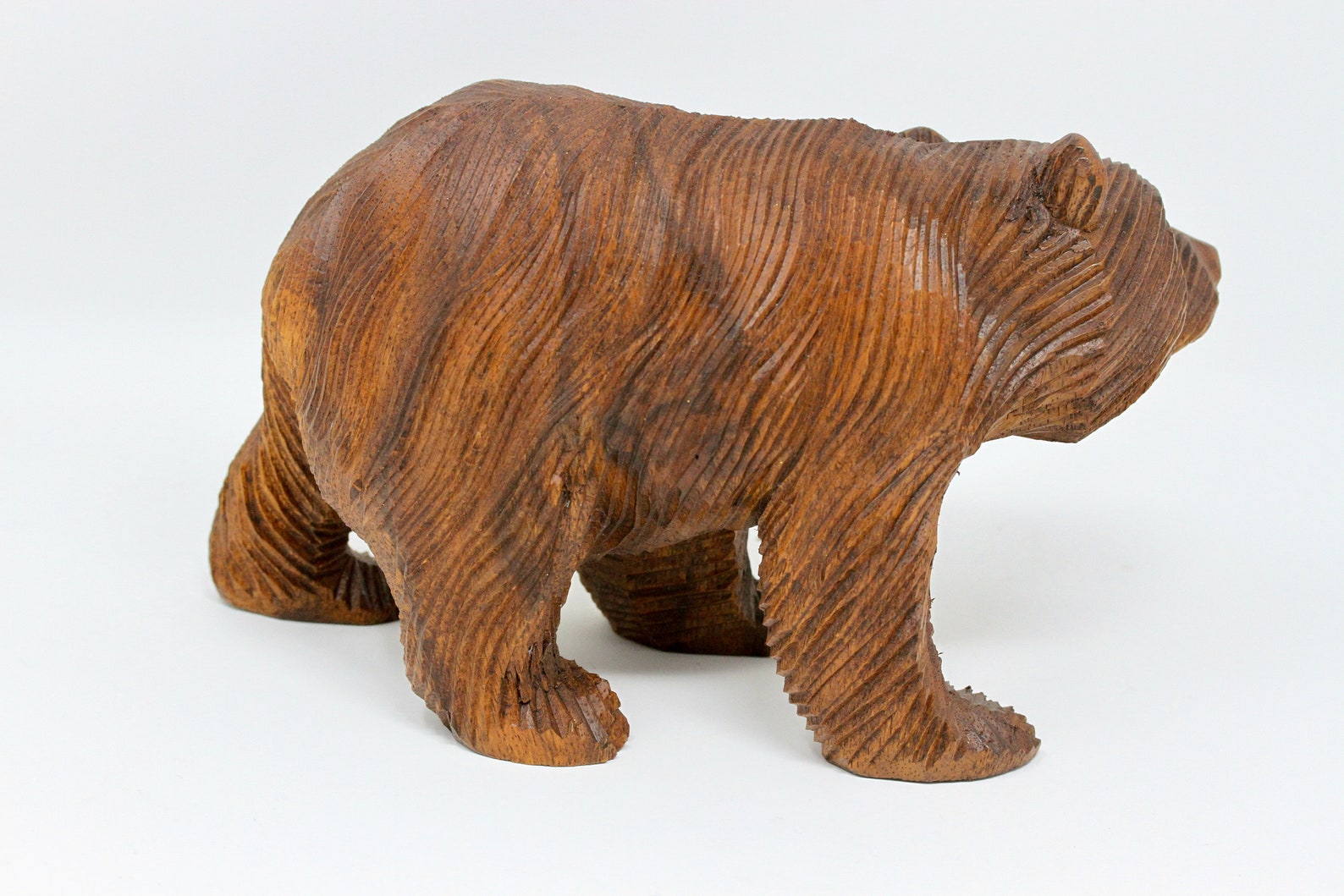 Wood Bear Statue Hand Carved Wooden Bear Carving | Etsy