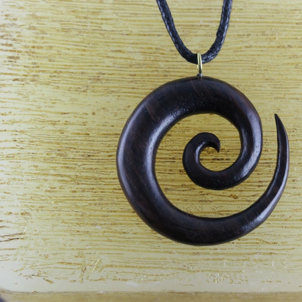 Spiral Necklace - yoga meditation necklaces - wood surfer necklace - sono wood carved - spiral necklace - W038