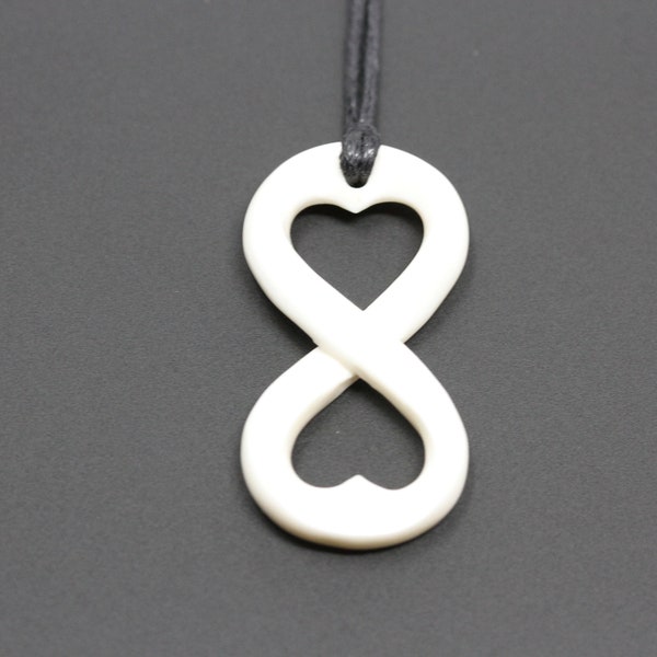 Eternal Love Necklace - Infinity Hearts- Two Hearts Hand Carved Pendant - Soul Mates Necklace