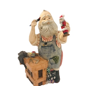 Ceramic Santa Claus Toy Maker Hand Painted Finished