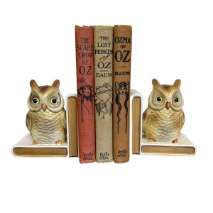 Lefton Ceramic Owl Bookends Mid Century Vintage Perched On Books Bookworm Bibliophile Gift Owl Bird Lover Present