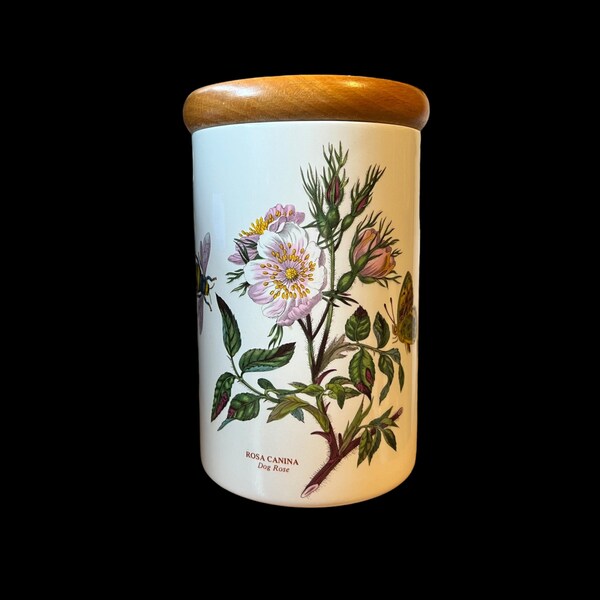 Portmeirion Botanic Garden Canister Rosa Canina Dog Rose Vintage 7" Tall