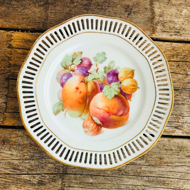 Germany Reticulated Pierced China Fruit Plates SET OF 4 F B /& Co