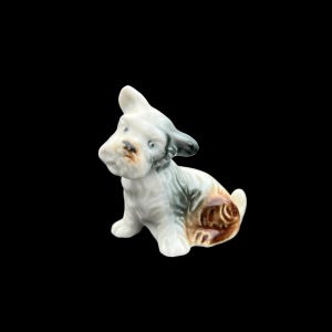 Scottie Dog Ceramic Figurine Scottish Terrier Statue Japan