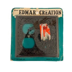 Vintage Black Metal Light Switch and Outlet Plate Cover Edmar Creation Brand NEW Old Stock