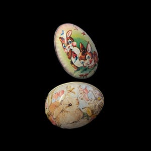 Metal Lithograph Easter Eggs Vintage Candy Containers