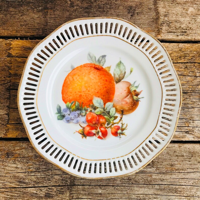 Germany Reticulated Pierced China Fruit Plates SET OF 4 F B /& Co