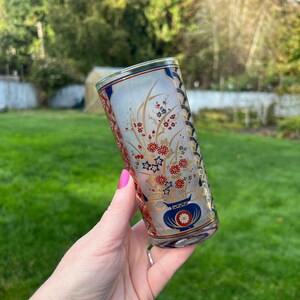 Culver Glass Dynasty Blue Pattern Highball Glasses SET of 4 in Original Box Asian 22kt Gold Imari Design - 3 Sets of 4 Glasses Available