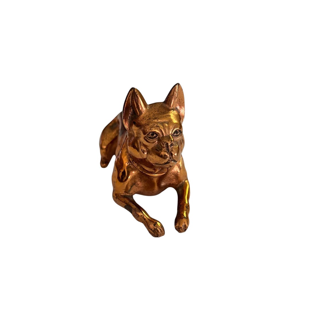 Jennings Brothers French Bulldog Figurine Copper Plated 1930s JB