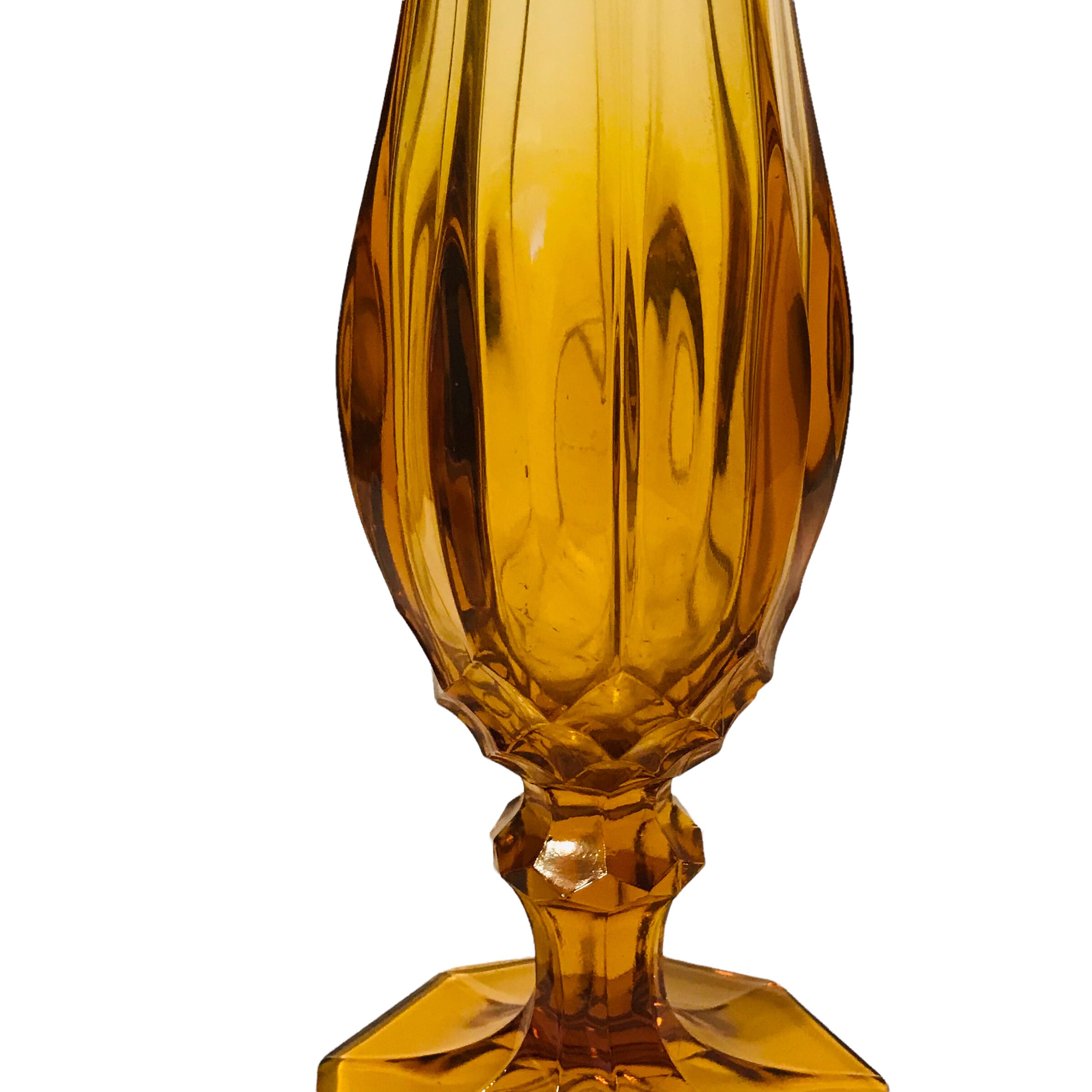 LE Smith Dominion Yellow Amber Glass Swung Vase Midcentury Etsy