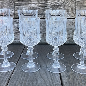 Cristal D'arques Durand Longchamp Crystal Water Goblets and Wine Glasses French Stemware Made in Paris France SET OF 8