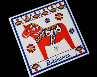 Swedish Dala Horse Tile Bergquist Imports Dalahästen