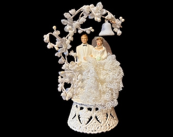 Wedding Cake Topper Bride and Groom Vintage 1960s