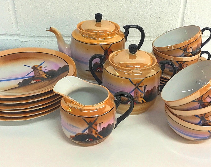 Chikaramachi Japanese Tea Set Dessert Service Made in Japan Orange