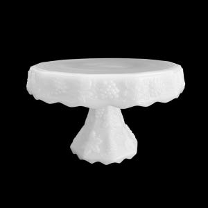 Anchor Hocking Milk Glass Cake Stand Harvest Grape Pedestal Cake Plate Footed Cake Salver Bridal Shower Cottage Chic Centerpiece