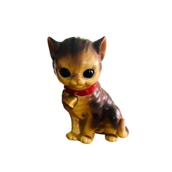 ジョセフ・オリジナルズ 日本製 陶器製 猫の置物 大きな目 赤い首輪と 