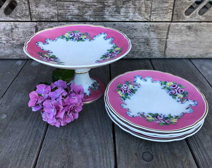 Antique Victorian Porcelain Pedestal Cake Stand Compote Etsy