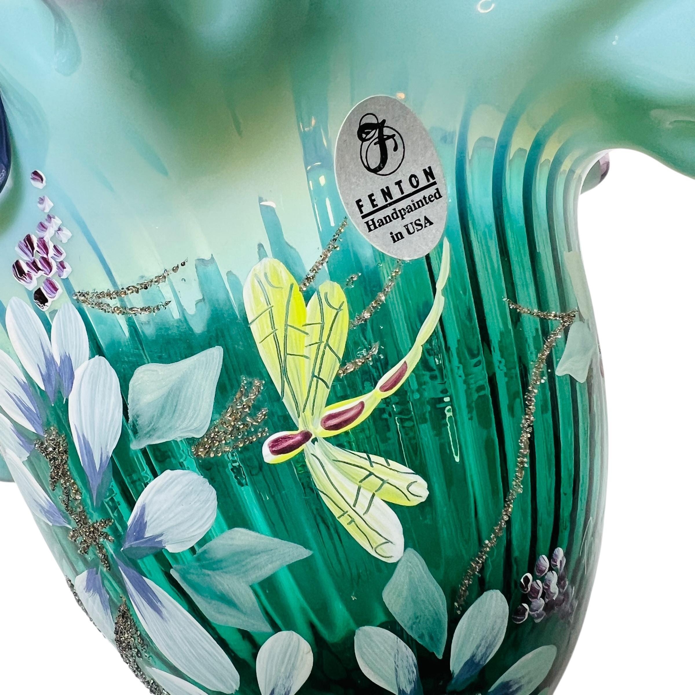 Fenton Glass Basket New Century XXI Collection Hand Painted Floral