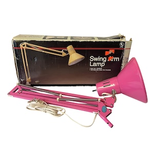 Bright Pink Swing Arm Desk Lamp Industrial Clamp Architect Task Light  Angle Poise Lighting Articulating WORKS
