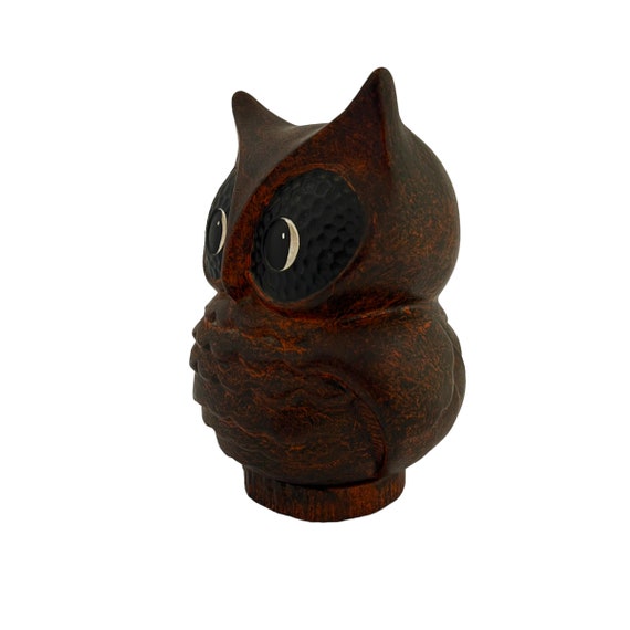 陶器製の茶色のフクロウの像 - Etsy 日本