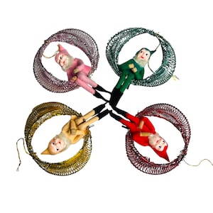 Japanese Elf Gnome Pixie Dwarf Figures Christmas Decoration Japan in Original Box SET of 4