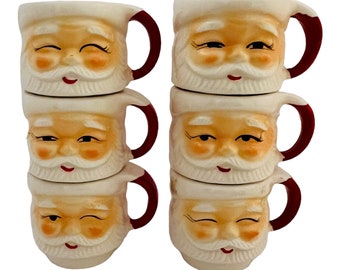 Wales Japan Stackable Santa Claus Mugs Christmas Holiday Decorations SET of 6