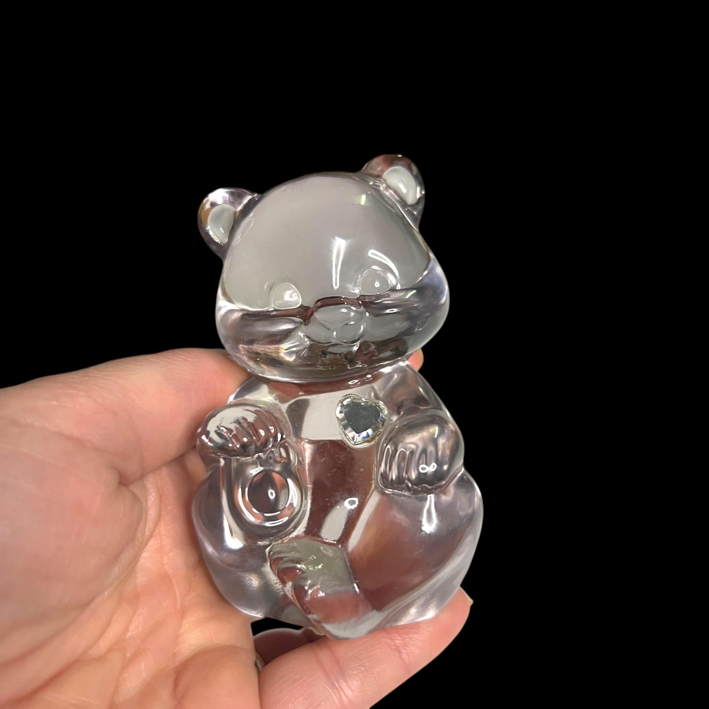 ★FRAGILE,GLASS,FIGURES ガラス製 人形 ポセイドン Fenton Clear Glass Bear April Birthday Paperweight Figurine - Etsy