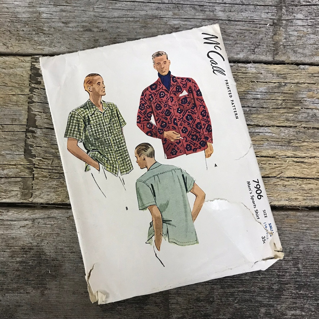 Mccall's Men's Sport Shirt Sewing Pattern 7906 Size Small 14 14 1/2 ...