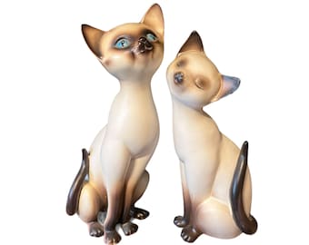 Pair of Norcrest Japan Siamese Cats Mid Century MCM Porcelain Kitties