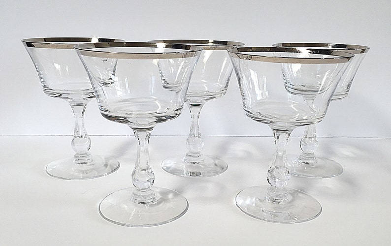 Fostoria Sheffield Coupe Champagne Glasses Tall Sherbet Silver Etsy