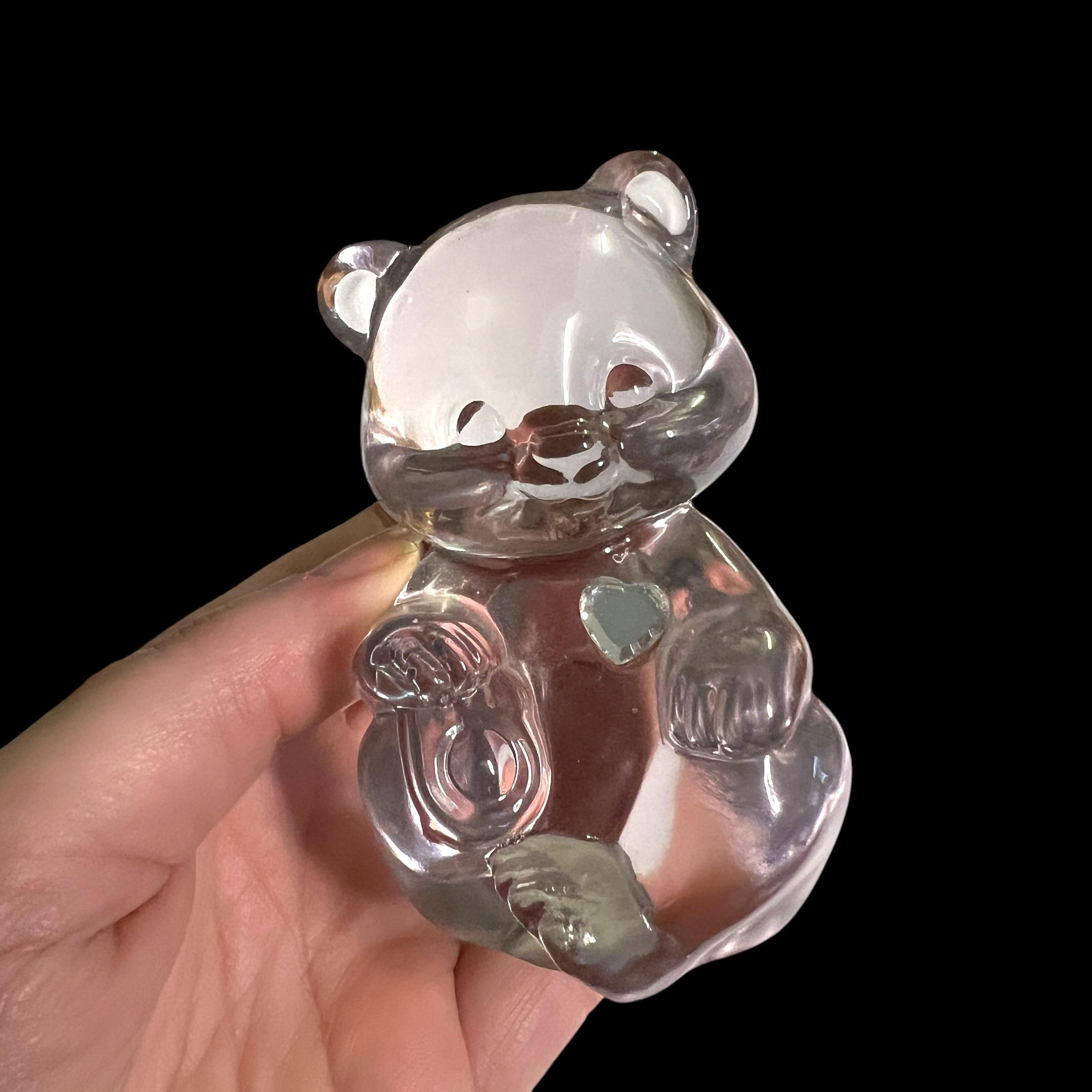 Fenton Clear Glass Bear April Birthday Paperweight Figurine - Etsy