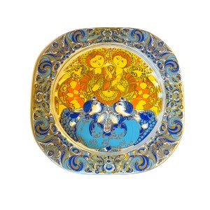 Rosenthal Bjørn Wiinblad Glass Plate 1980 Weihnachten Christmas Plaque Wall Hanging