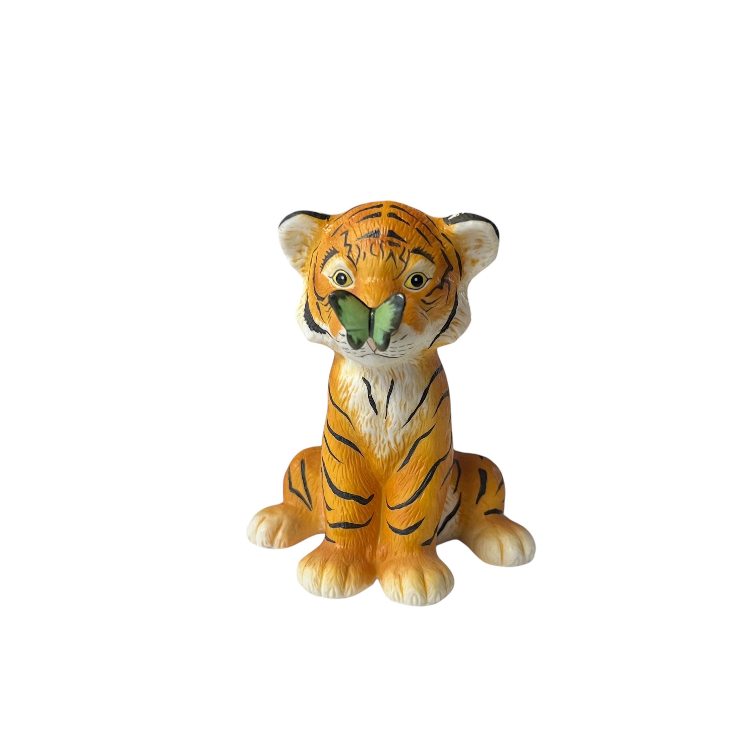 Surprise Tiger Cub With Butterfly on Nose Figurine by Eva Dalberg