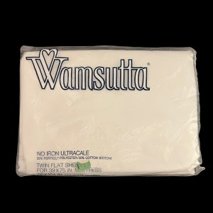Vintage Wamsutta Flat Twin Size Sheet No Iron Ultracale Percale 180 Thread Count Unopened Made in USA New in Package NOS