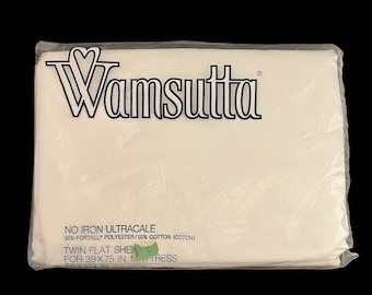 Vintage Wamsutta Flat Twin Size Sheet No Iron Ultracale Percale 180 Thread Count Unopened Made in USA New in Package NOS