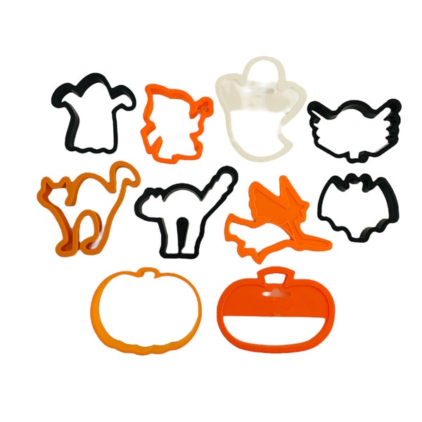 Wilton et autres emporte-pièces en plastique pour Halloween, méchante sorcière, chat, chauve-souris, citrouille, fantôme, pâtisserie de vacances, lot de 10