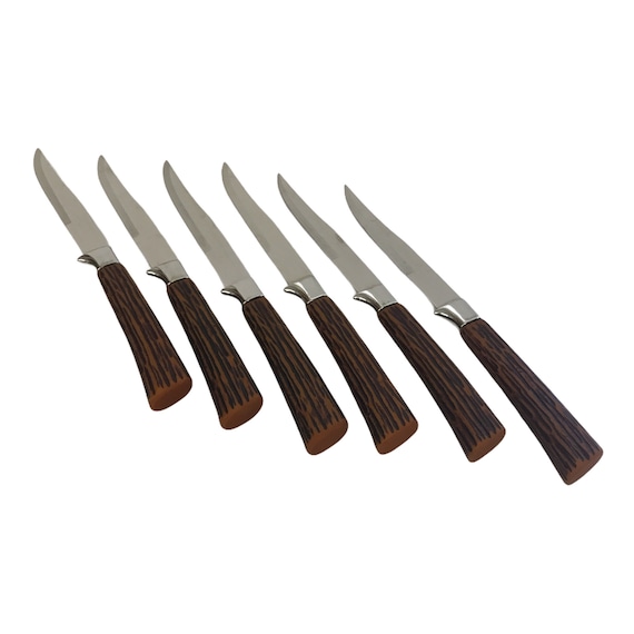 Regent by Sheffield Steak Knives Forever Sharp Stainless Steel With Plastic  Faux Bone Handles SET OF 6 