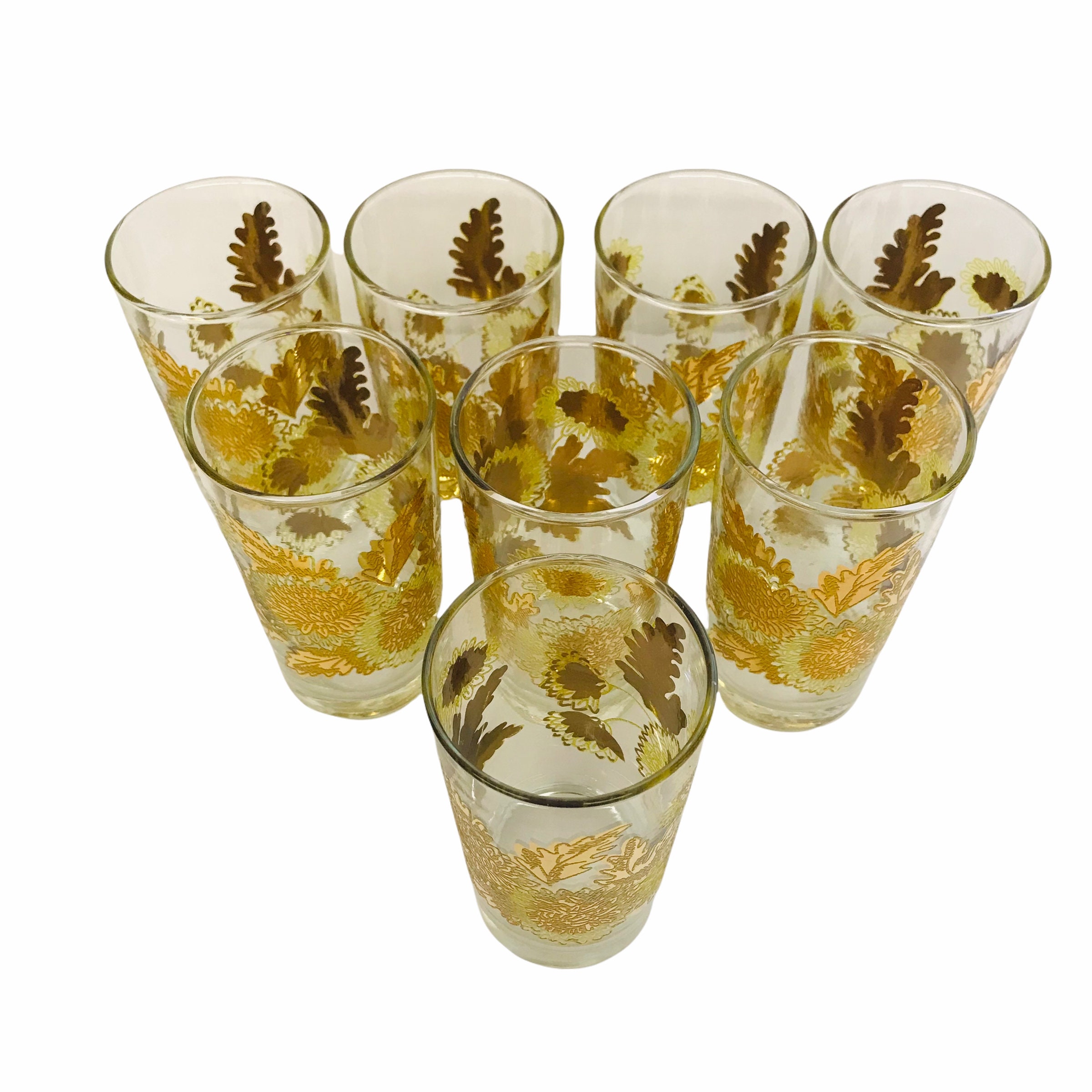 Vintage Bartlett Collins Color Frosted and Gilt Decorated Tom Collins  Glasses at 1stDibs