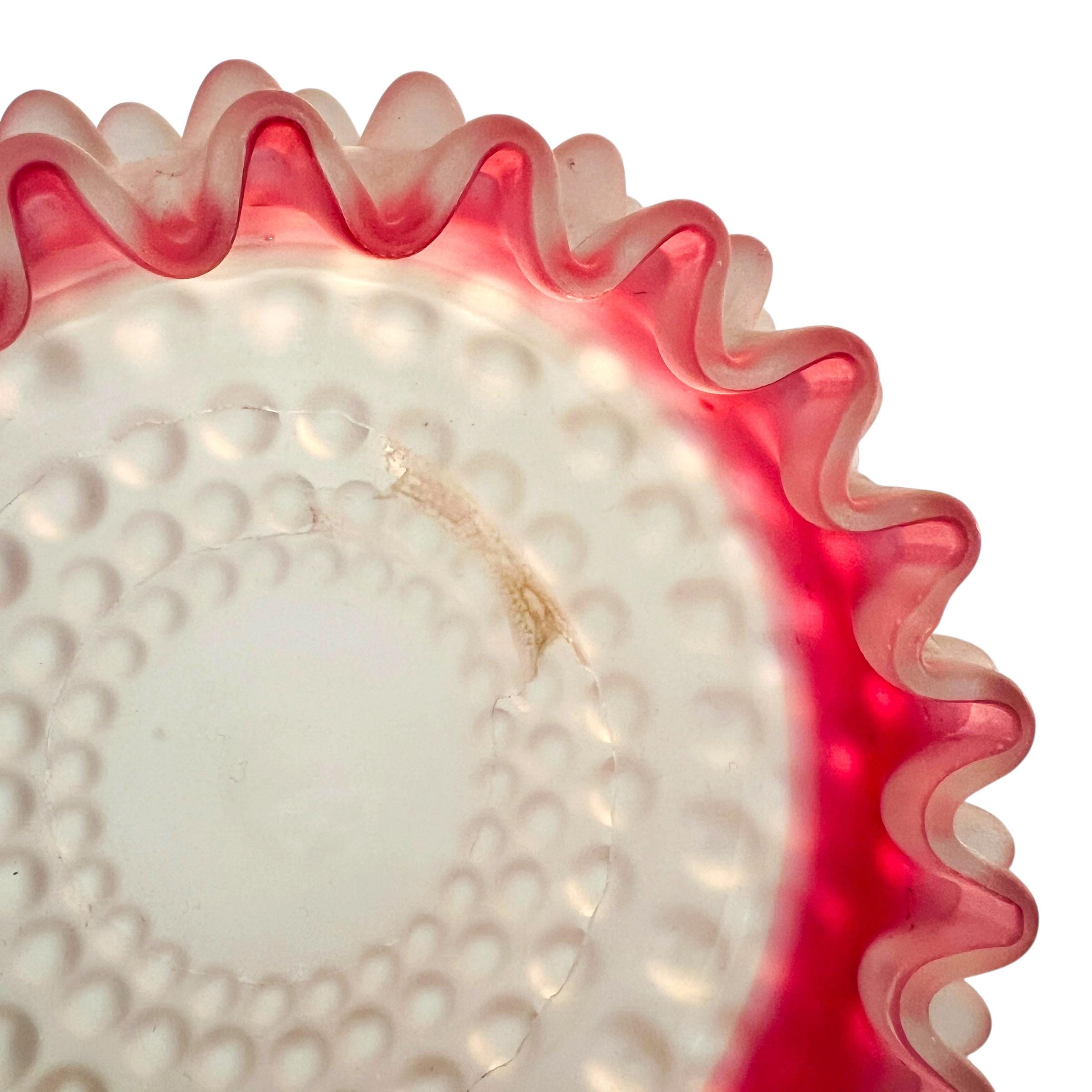 Antique Hobbs Brockunier Rubina Cranberry Hobnail Pitcher & Finger
