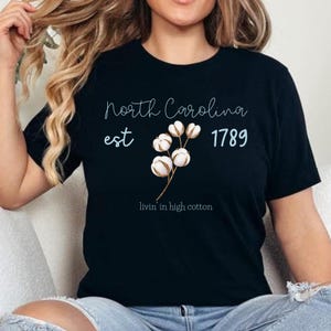 North Carolina Cotton PNG Design- est 1789- Livin' in High Cotton- Livin' in the Country- Cotton- NC- Carolina Blue- Alabama Country Song