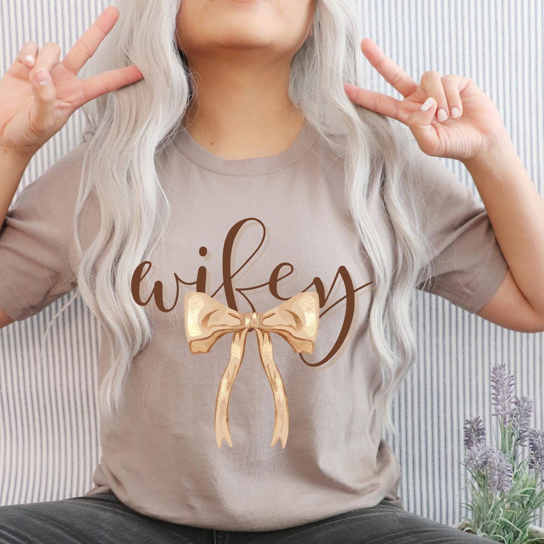Brown Wifey Letters With Bronze, Beige, and Gold Coquette Bow Design ...