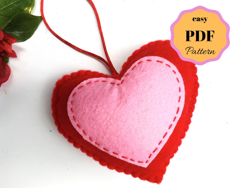 Felt Pattern Valentines Day Heart Easy Felt PDF Pattern Etsy