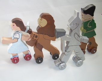 Wizard of Oz, Dorothy, Lion, Tin Man and Scarecrow handmade, handpainted