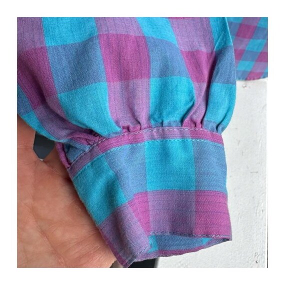 Vintage Collared Checked Button Up-Long Sleeve Sh… - image 5
