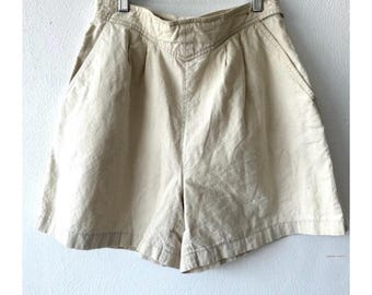 Vintage Ramie Cotton High Waisted Shorts - Relaxed 90's Shorts
